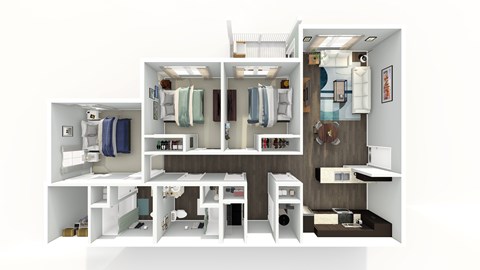 Floor plan for 3 beds, 2 baths, 1339 sqft